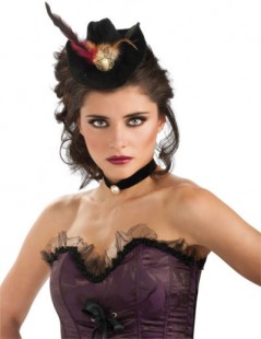  Black Mini Cowboy Hat With Feather in Firdous