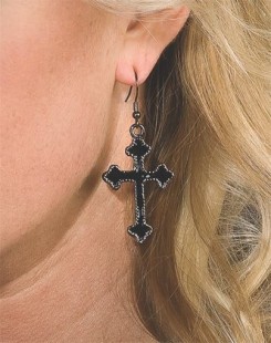  Black Stone Cross Earrings in Hateen