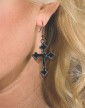 Black Stone Cross Earrings