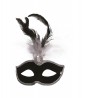 BLACK VELVET MASK WITH WHITE FEATHERS