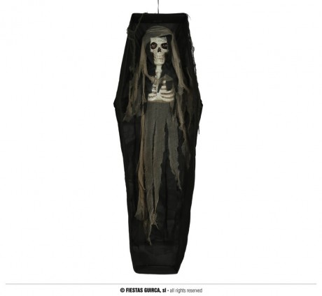 Coffin with Skeleton Hanging 160cms