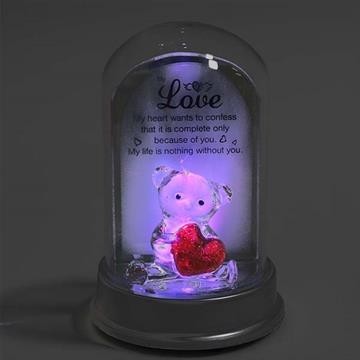 CRYSTAL TEDDY HEART AND GLASS LOVE QUOTATION