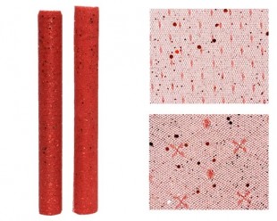  Deco Fabric Polyester Glitter And Flitter 2ass - Red in Dasma