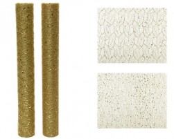 Buy Deco Fabric Polyester Glitter Structure - Leaf 2ass in Kuwait
