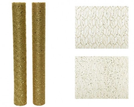 Deco fabric polyester glitter structure - leaf 2ass