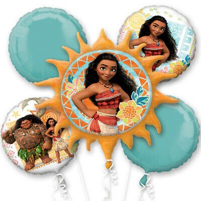 Disney Moana Themed 5pc Happy Birthday Supershape Foil Balloon Bouquet