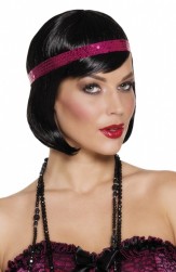 Buy Flapper Black Wig With Headband For Ladies in Kuwait
