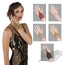  Flapper Woman Metallic Beaded Hand Glove Costumes in Zahra