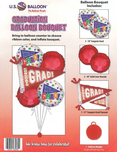 Foil Balloon Graduation Bouquet - Pennant Red