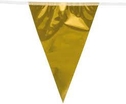  Foil Mini Bunting Gold (14x10.5x300 Cm) Costumes in Ghornata