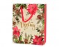 Giftbag paper rectangular gold glitter poinsettia design with handle 1ass