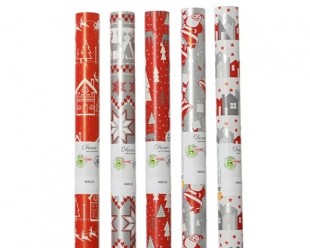  Giftwrapping Paper 5ass - Red Silver in Manqaf