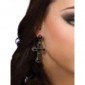 Gothic Black Jeweled Cross Earrings