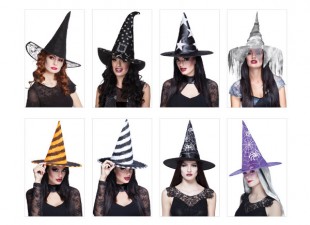  Hat Witch Assorted (8 Assorted Design And Colours) in Daiya