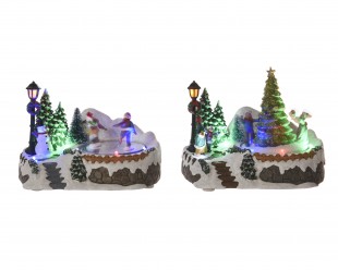  Led Scenery Plastic Winter Scenery With Lantern Steady Bo Indoor (2asstd.) in Manqaf
