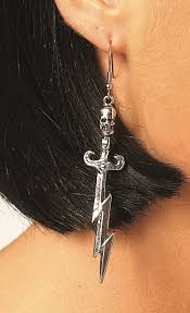  Metal Skull Lightning Sword Earrings in Hadiya