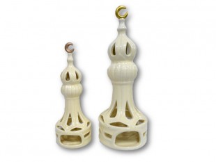  Minaret Tower Shape Candle Holder - Set - Italian Ceramic in Kuwait