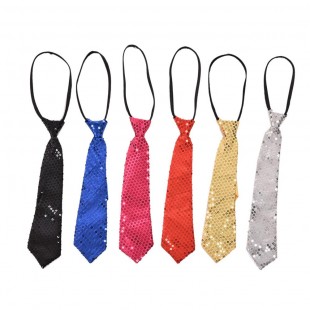  Neck Tie With Sequence Assrtd. Colors Costumes in Shaab