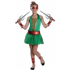  Ninja Turtles Raphael Or Leonardo Girl Costume 10-12 Accessories in Kuwait