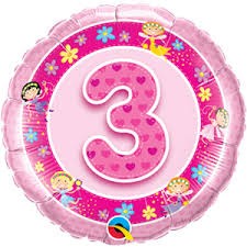 No.3 Pink Foil Balloon 