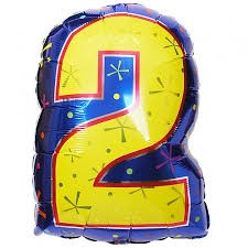 Number 2 Multi- Color Junior Shape Balloon 20