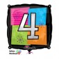 Number 4 – Black Square Background – Foil Balloon