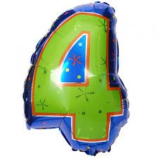 Number 4 Multi- Color Junior Shape Balloon 20