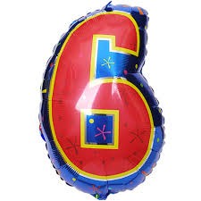 Number 6 Multi- Color Junior Shape Balloon 20