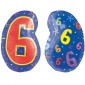 Number 6 Multi- Color Junior Shape Balloon 20