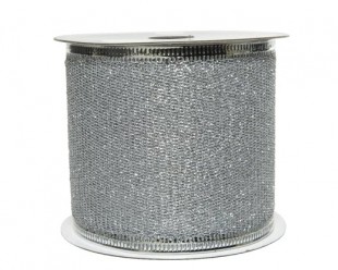  Ribbon Polyester Glitter - Silver in Shaab