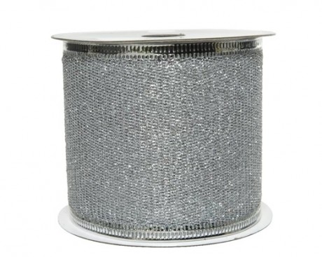 Ribbon polyester glitter - Silver