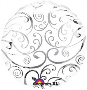  Round White And Silver Foil Balloon 180207 in Manqaf