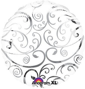 Round White and Silver Foil Balloon 180207
