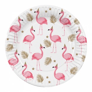  Set 10 Paper Plates Flamingo (23 Cm Dia) Costumes in Omariyah