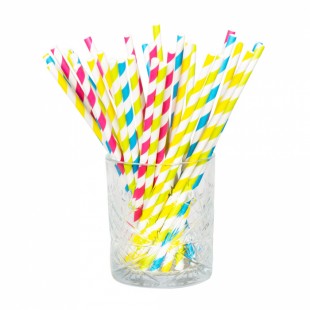  Set 20 Paper Straws Confetti 4 Colors Asst. (20cm) Costumes in Shaab