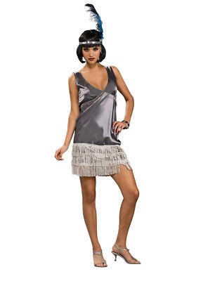 Silver Flapper Dress Costume M