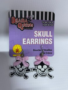  Skull Earrings With Pink Bows in Qurtuba