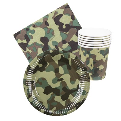 table set army ( 6 plates, 6 cups, 12 napkins)