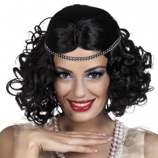  Wig Flapper Black With Headband Costumes in Dasma