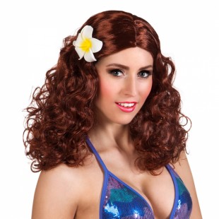  Wig Leilani Brown With Flower Costumes in Riqqae